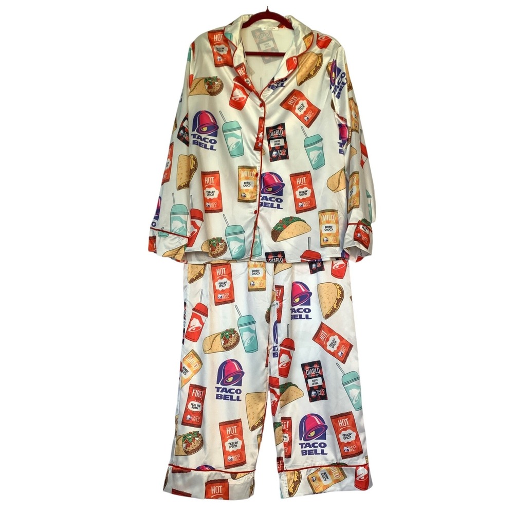 SHESHOW Taco Bell Pajama Set NWT Long Sleeve Button Down Top sz Large